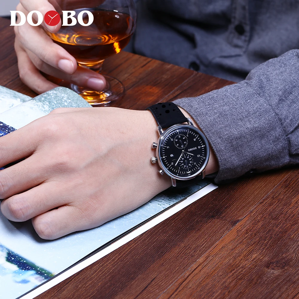 

men sport watches DOOBO luxury top brand quartz watches for men waterproof auto date leather wristwatches relogio Masculino