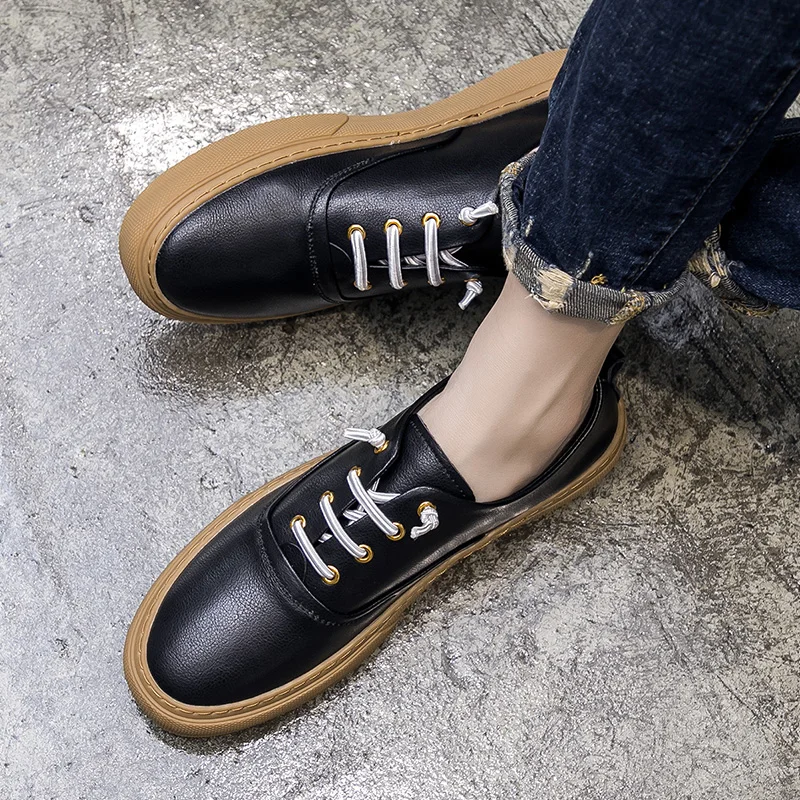 Yomior/сезон весна-лето; мужская повседневная обувь; дышащая обувь из натуральной кожи на плоской подошве; лоферы в британском стиле; студенческие Роскошные брендовые кроссовки