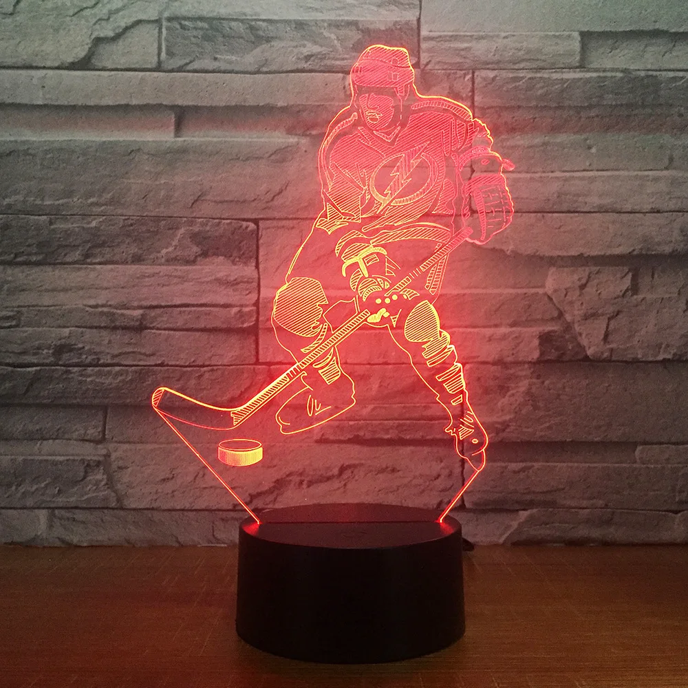 3D светильник для хоккея с шайбой 7 цветов визуальный светодиодный ночник детей