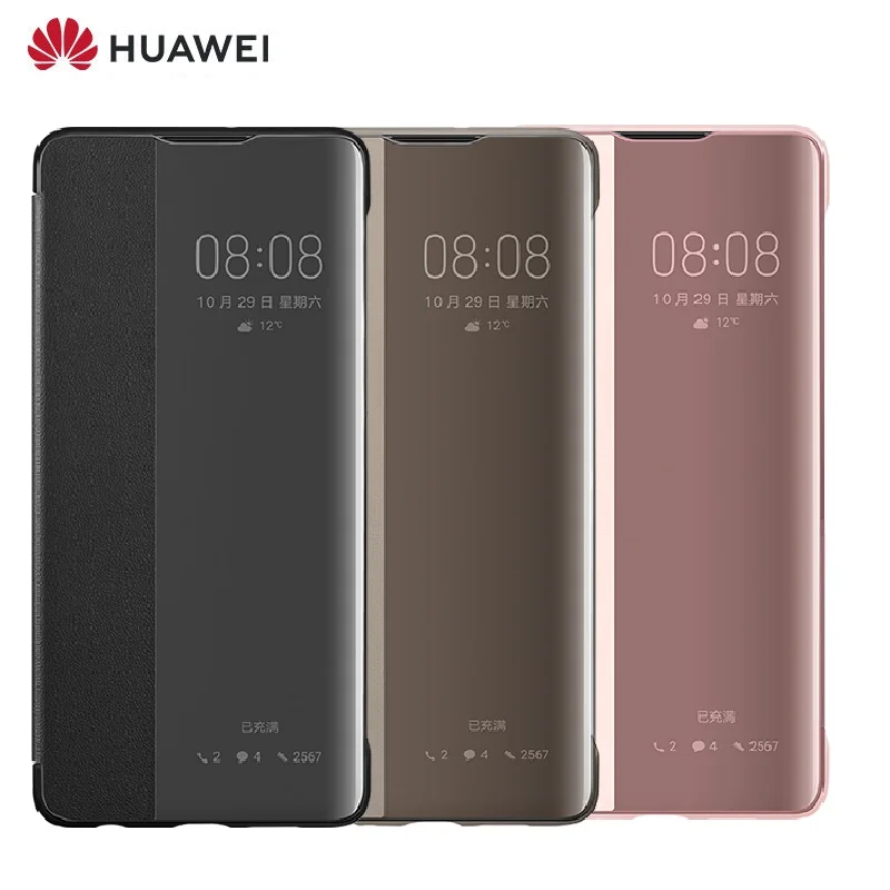 Чехол HUAWEI P30 Pro, официальный,, умный, прозрачный, флип-чехол из искусственной кожи, HUAWEI P30, роскошное покрытие для чехла, зеркальное, оконное покрытие