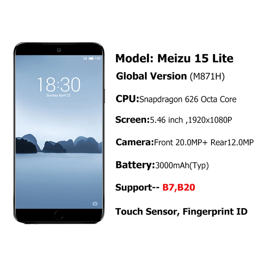 Глобальная версия Meizu 15 Lite M871H 5 46 &quot 4 ГБ 64 Смартфон Snapdragon 626 1920x1080 P 3000 мАч
