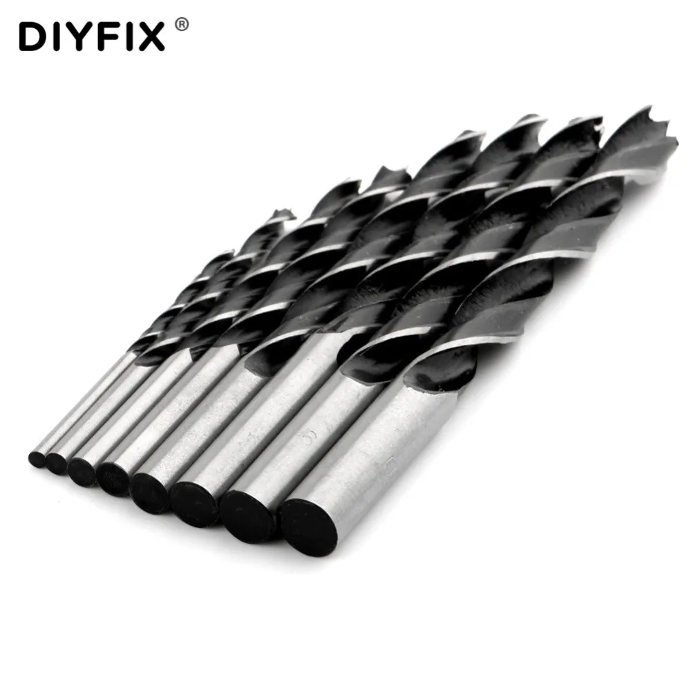 DIYFIX 3-10 мм набор сверл для дерева Высокоуглеродистая сталь Брэд точка сверло три