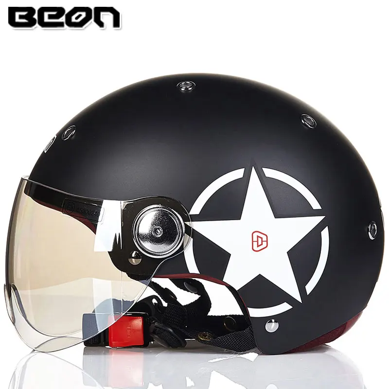 BEON moto rcycle полулицевой шлем винтажный шлем для мотокросса КАСКО мото Электрический велосипед безопасность 103 - Цвет: 14