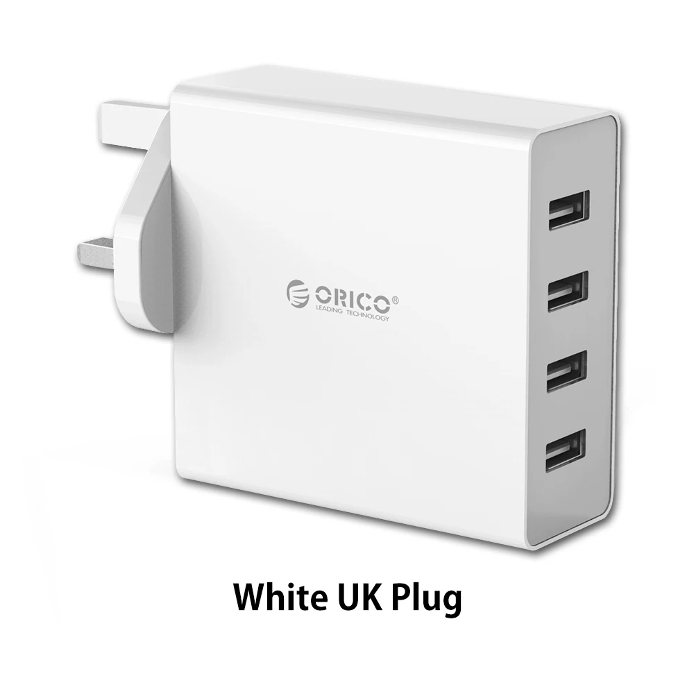 ORICO 4-портовое настенное зарядное устройство USB для телефона Быстрая зарядка 5V2. 4A* 4 6A30W зарядное устройство для планшета Pad для iphone samsung Xiaomi - Тип штекера: White UK Plug