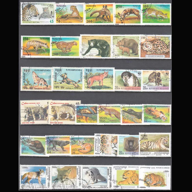 Диких животных 50 шт./лот все отличается от многих стран не повторяются Unuesed