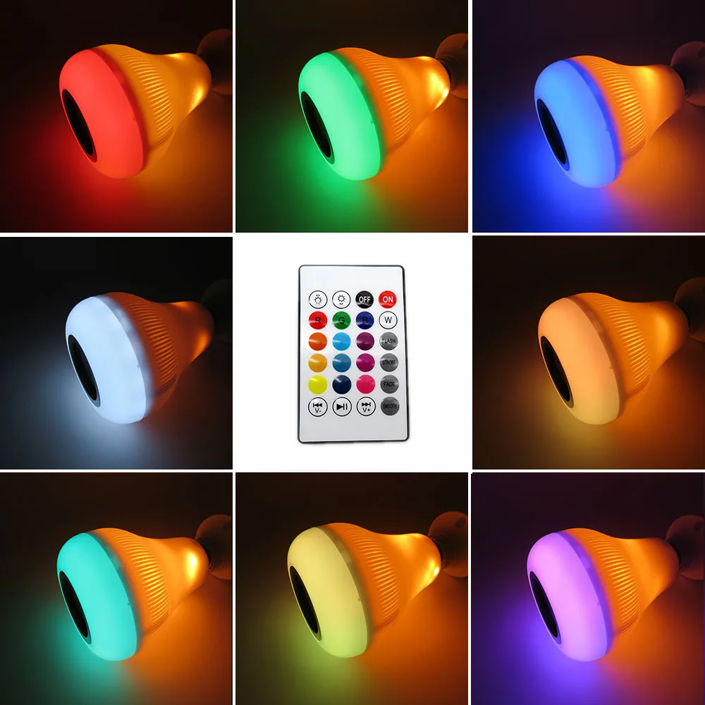 Дешевые E27 светодиодная пламенная лампа лампочка громкоговорителя с bluetooth RGB