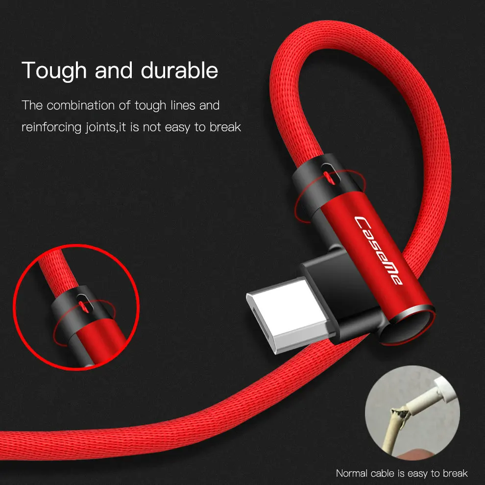 CaseMe кабель Micro USB Высокоскоростной двухсторонний Кабель 90 градусов быстрая