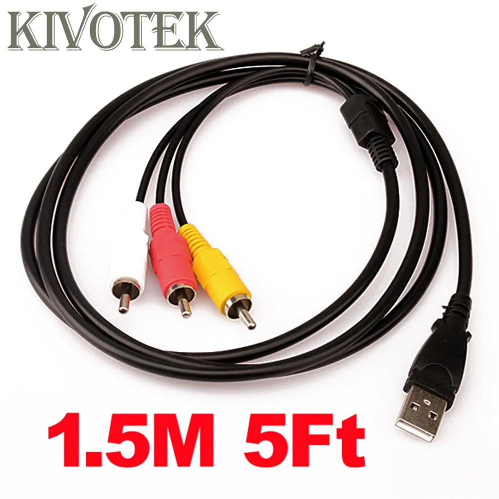 USB к 3RCA/видео R/LAudio адаптер кабель 1.5м/5фт разъем Папа папа для DVD ТВ ПК компьютера