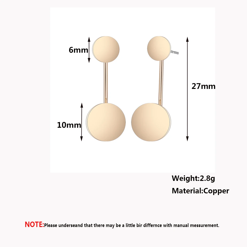 Женские Геометрические серьги-гвоздики Kinitial с двойным Круглым Диском спереди и