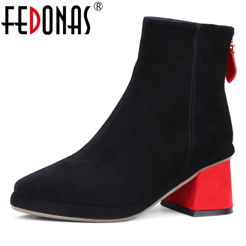 FEDONAS/Новинка Женские базовые ботильоны сезон осень зима женская обувь на высоком
