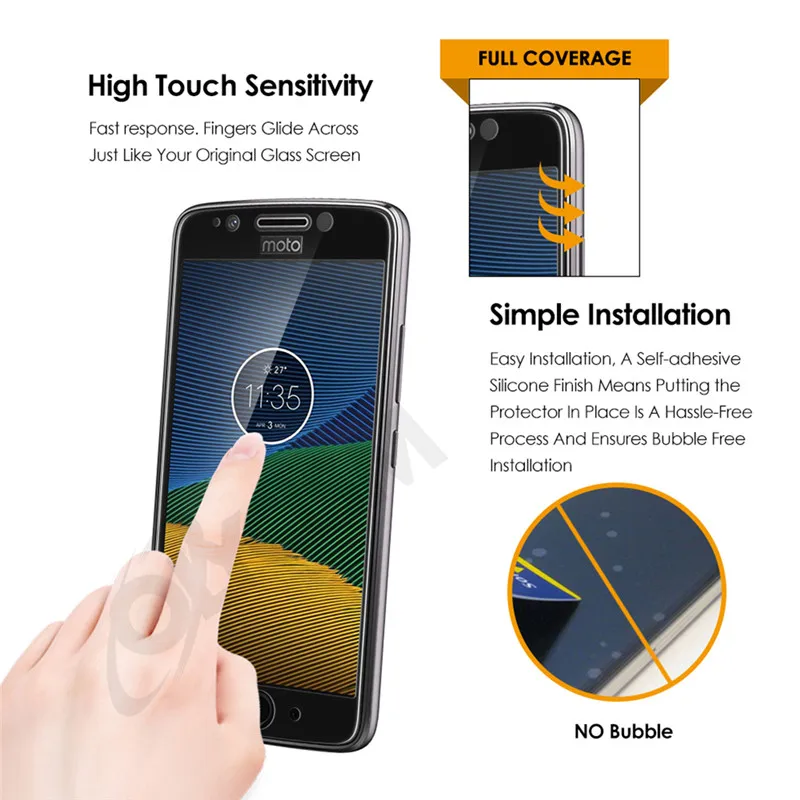 Olycism For Moto G5 Screen Protector Ultra-thin Clear 9H 2.5D Explosion-proof Phone Full Front Film Tempered Glass | Мобильные
