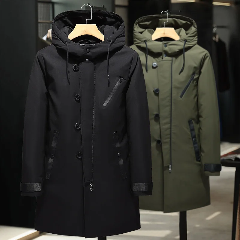 2018 зимняя Модная брендовая куртка на утином пуху мужская длинная Корейская