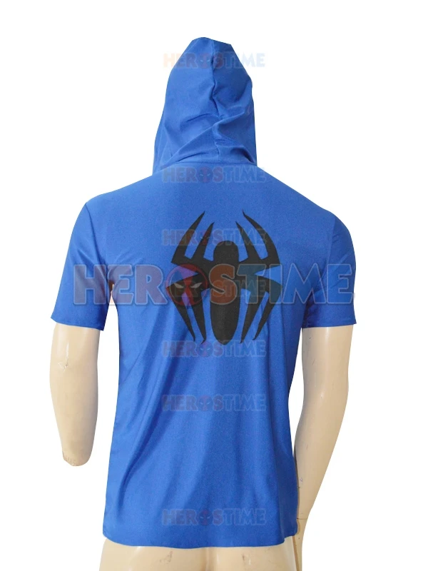 Free Shipping Scarlet Spider Spider-man Royal Blue Hooded T-shirt Cosplay Halloween Costume | Тематическая одежда и