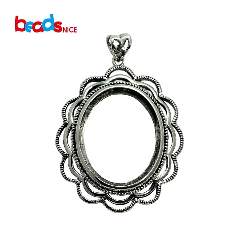 Beadsnice Wholesale Charm Pendant Thai Silver Retro Filigree Flower Bezel Jewelry Pendants Settings DIY Custom Gift ID32303 | Украшения и