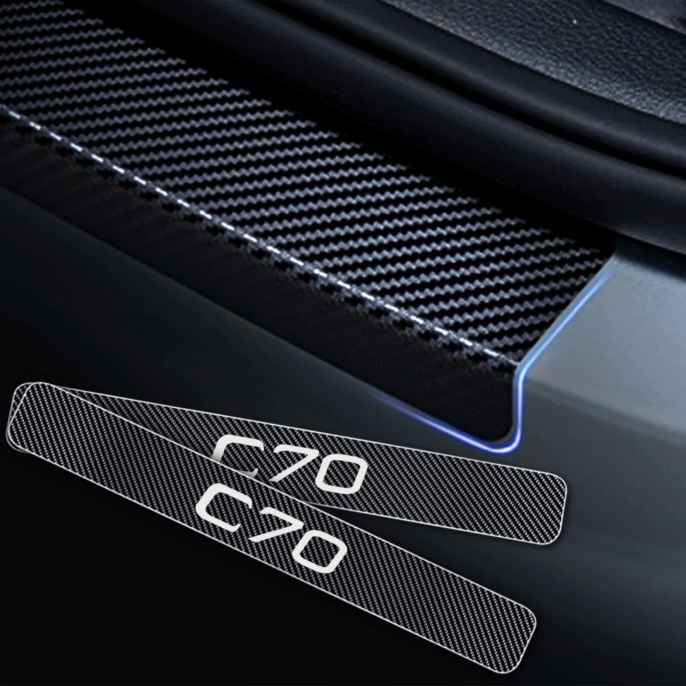 4 шт. виниловая Накладка на порог двери автомобиля из углеродного волокна для VOLVO