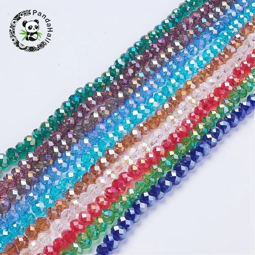 

20 Strands 6mm AB Color Plated Glass Beads Crystal Faceted Abacus Electroplate for Jewelry Making DIY Bracelet hole: 1mm