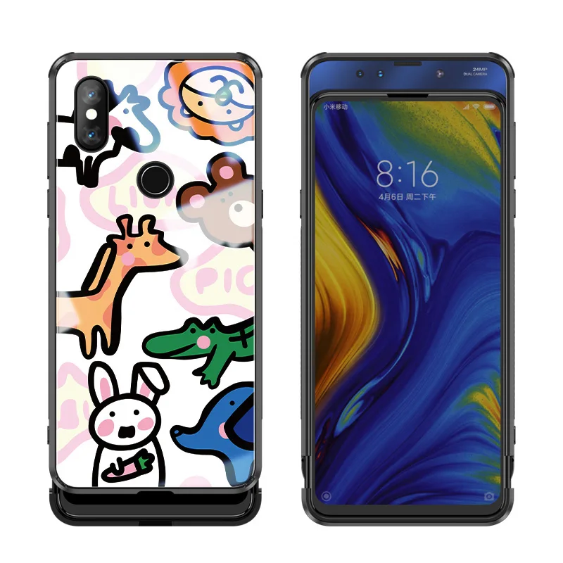 XDWY VPOWER для Xiaomi mi x 3 чехол с рисунком из мультфильма закаленное стекло Взрывозащищенный чехол для Xiaomi mi x 3 SE противоударный стеклянный чехол - Цвет: XDWY