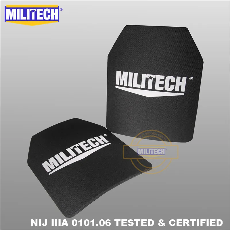 MILITECH 10x12 дюймов 2 шт. пара Ультра светильник вес UHMWPE NIJ IIIA 3A протестированный баллистический PE пластина пуленепробиваемый рюкзак панель