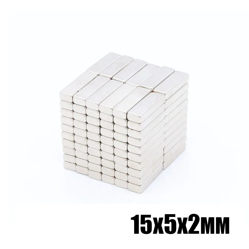 200 шт./лот 15x5x2 мм N35 Сильный квадратный NdFeB редкоземельный магнит 15*5*2 мм неодимовые магниты 15 мм x 5 мм x 2 мм