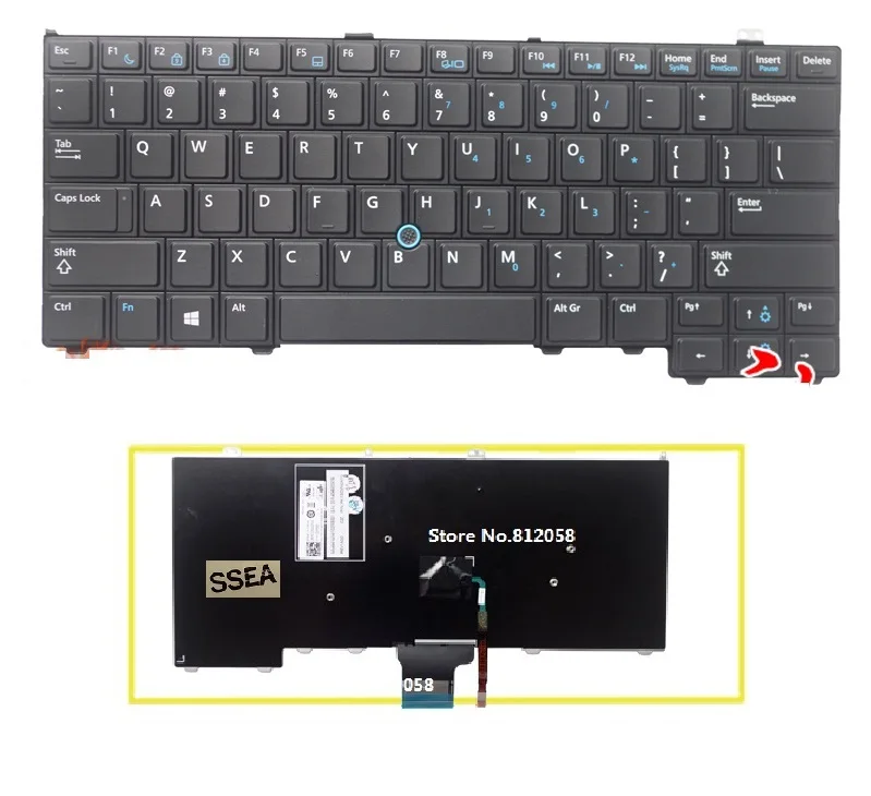 Новая английская клавиатура SSEA с точечной палочкой для ноутбука DELL Latitude E7440 E7420