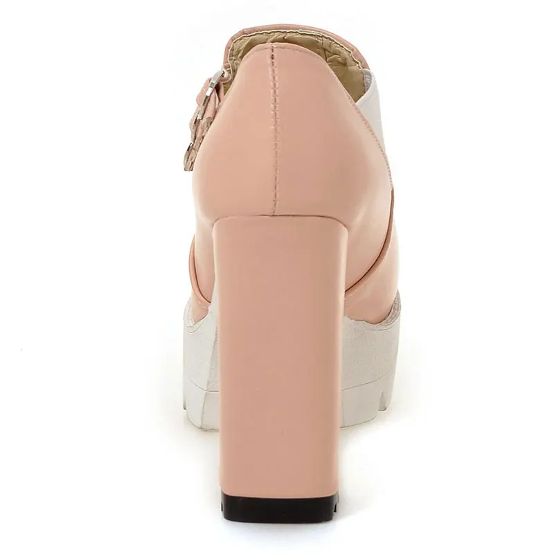 

Fanyuan 2018 Women's Pumps New Women's Autumn Shoes High Heels Thick Heel Platform Shoes Black white High-Heeled Shoes