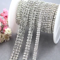 New Multi-row clear white rhinestones chain silver base glass crystal cup chain diy Frame phone case bag clothing accessories