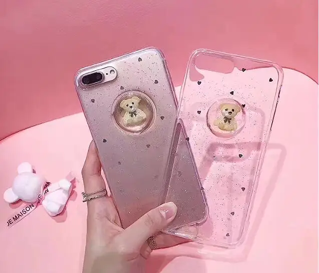 Чехол для телефона Gimfun Lovely Bear Liquid Ball Iphone 7 мягкий блестящий чехол из ТПУ 6s 7plus 8 Xs max