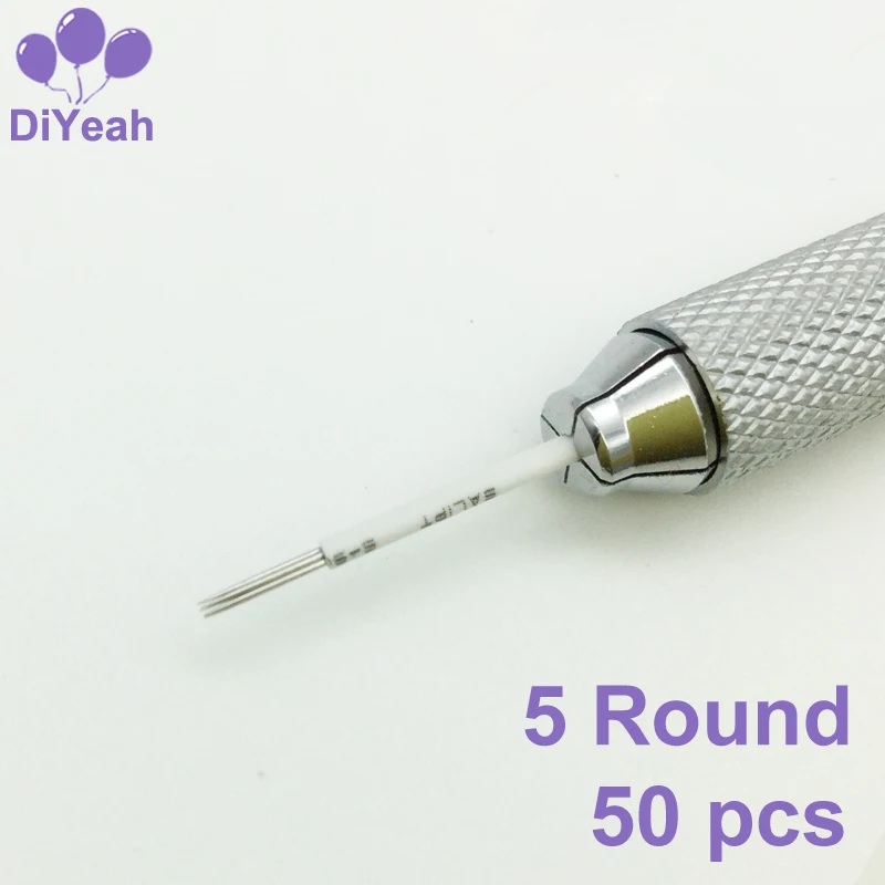 50 шт. 5 круглых игл для ручной ручки полуперманентный макияж ручная