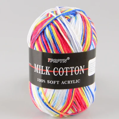 15 white yellow blue TPRPYN 10 шт = 500 г красочное 3-слойное сегментное окрашенное молочное хлопчатобумажное одеяло для куклы ручной работы пряжа для вязания крючком BR23123 - Цвет: 15 white yellow blue