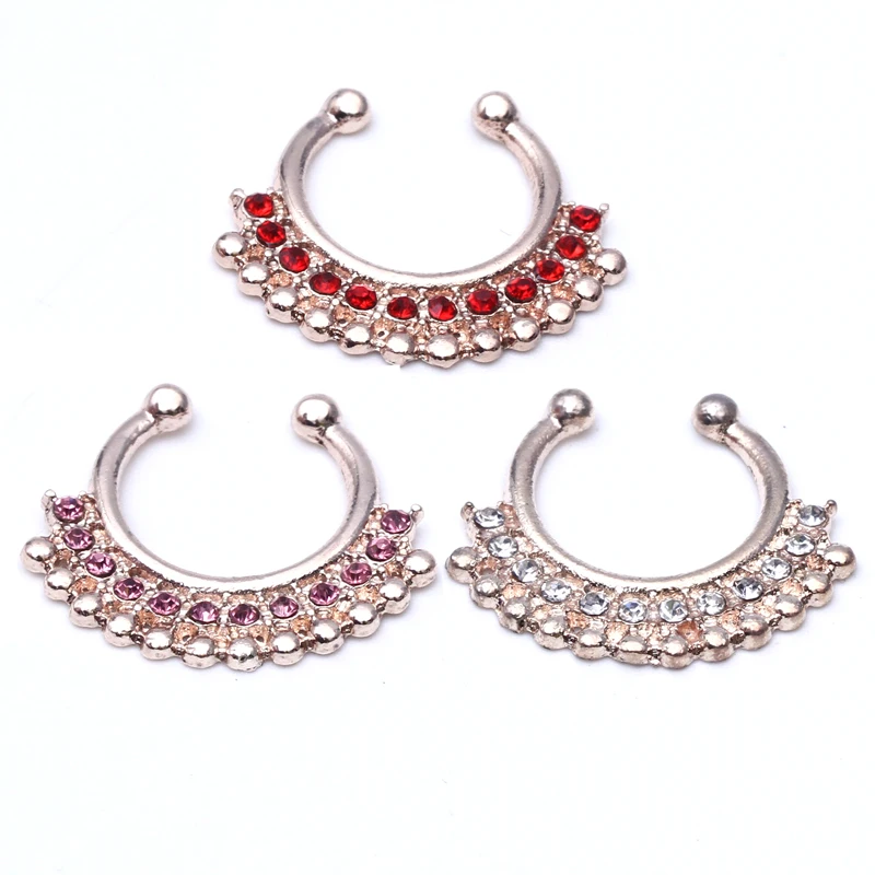 Модное кольцо для носа искусственная перегородка кликер не пирсинг зажим на тело