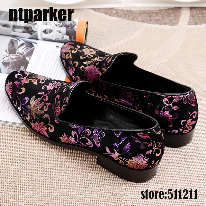 Мужские лоферы без застежки ntparker летние итальянские кожаные туфли с цветочным