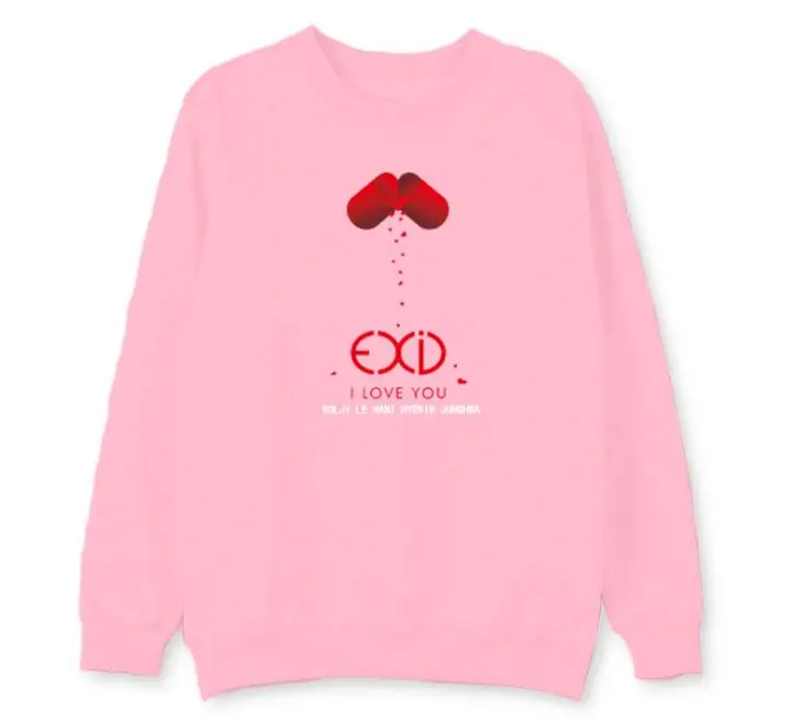 Exid новый альбом i love you одинаковые худи с надписью флисовый Тонкий Свободный