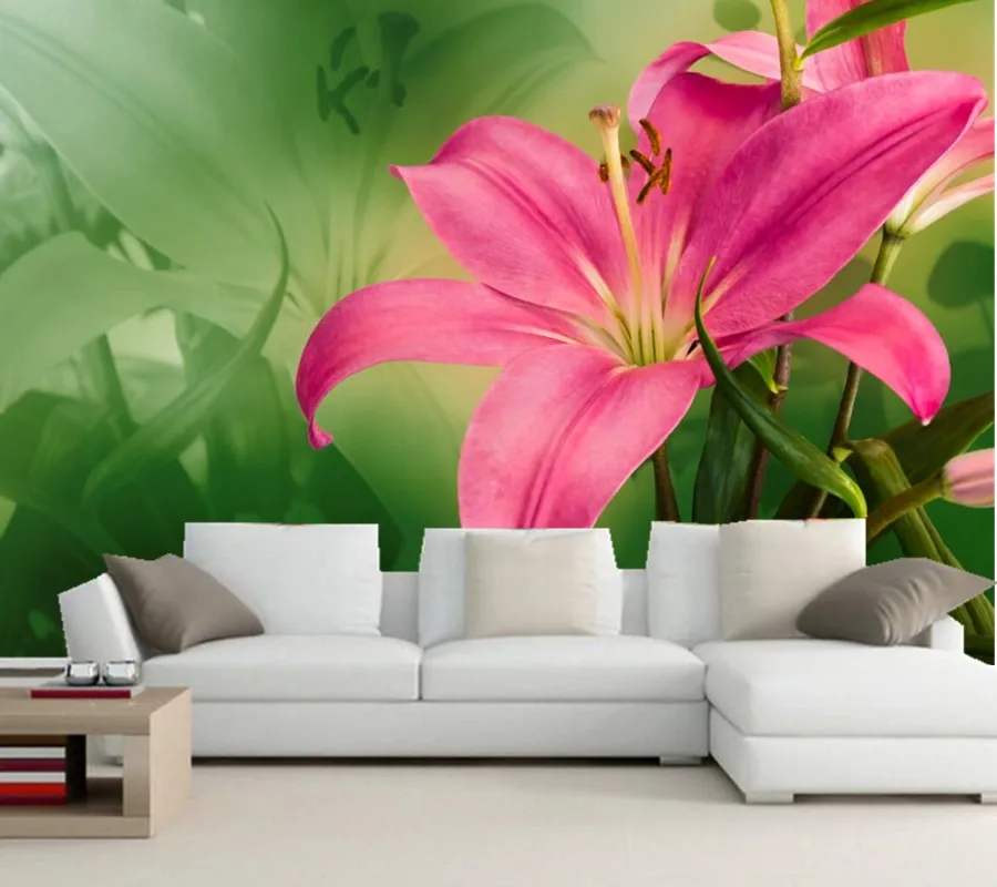 Настенные обои на заказ с цветами лилии для ресторана гостиной телевизора дивана