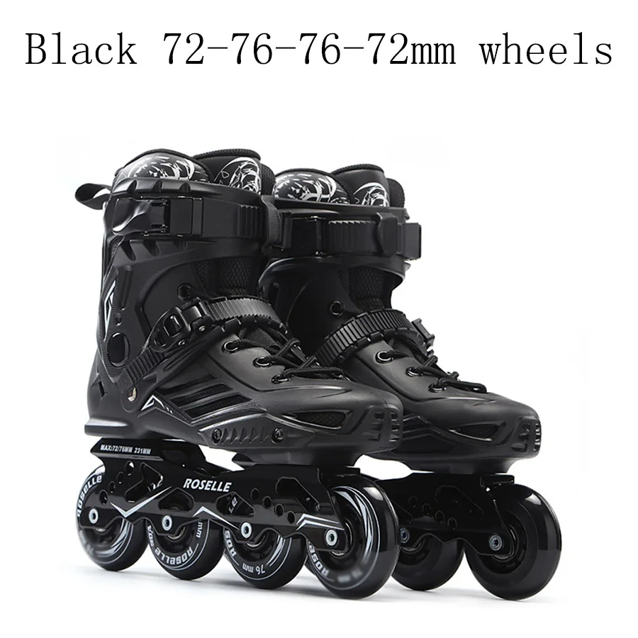 black 72-76mm Japy роликовые коньки профессиональные Взрослые роликовые коньки 72-76-80мм или 3*110 мм слалом скоростные коньки Бесплатные коньки для катания на коньках - Цвет: black 72-76mm
