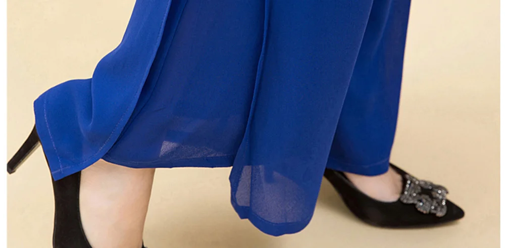

Lady Chiffon Long Flared Casual Pants 2 Layers Split Bell Bottoms Wide Leg Trousers Full Length New Fashion 200-A163