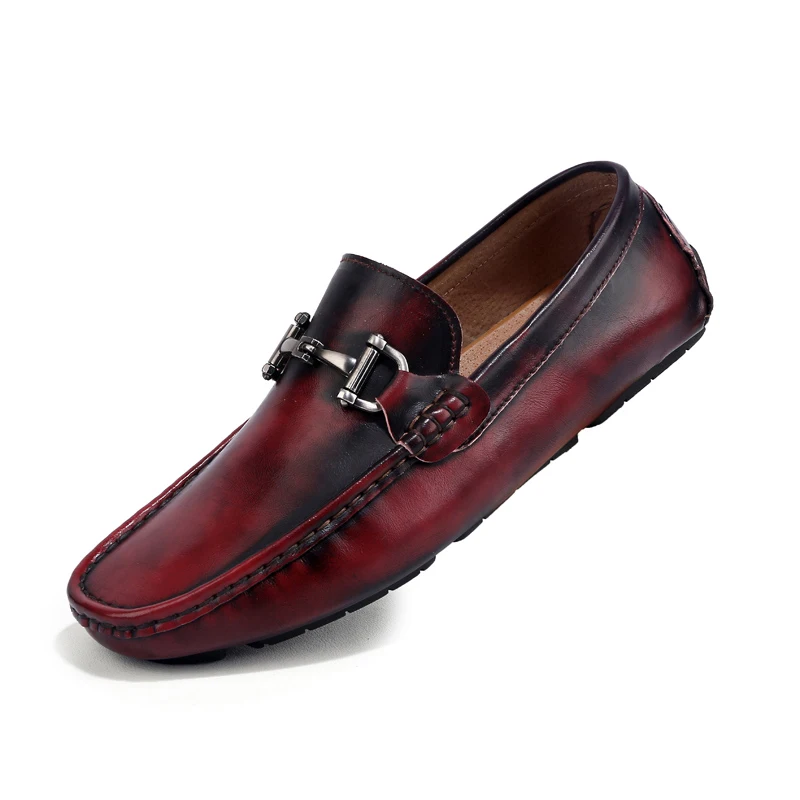 Mens Casual Shoes Slip on Brown Black Men Flats Split Leather Spring Summer Big Size Male Luxury Fashoin Footwear | Обувь