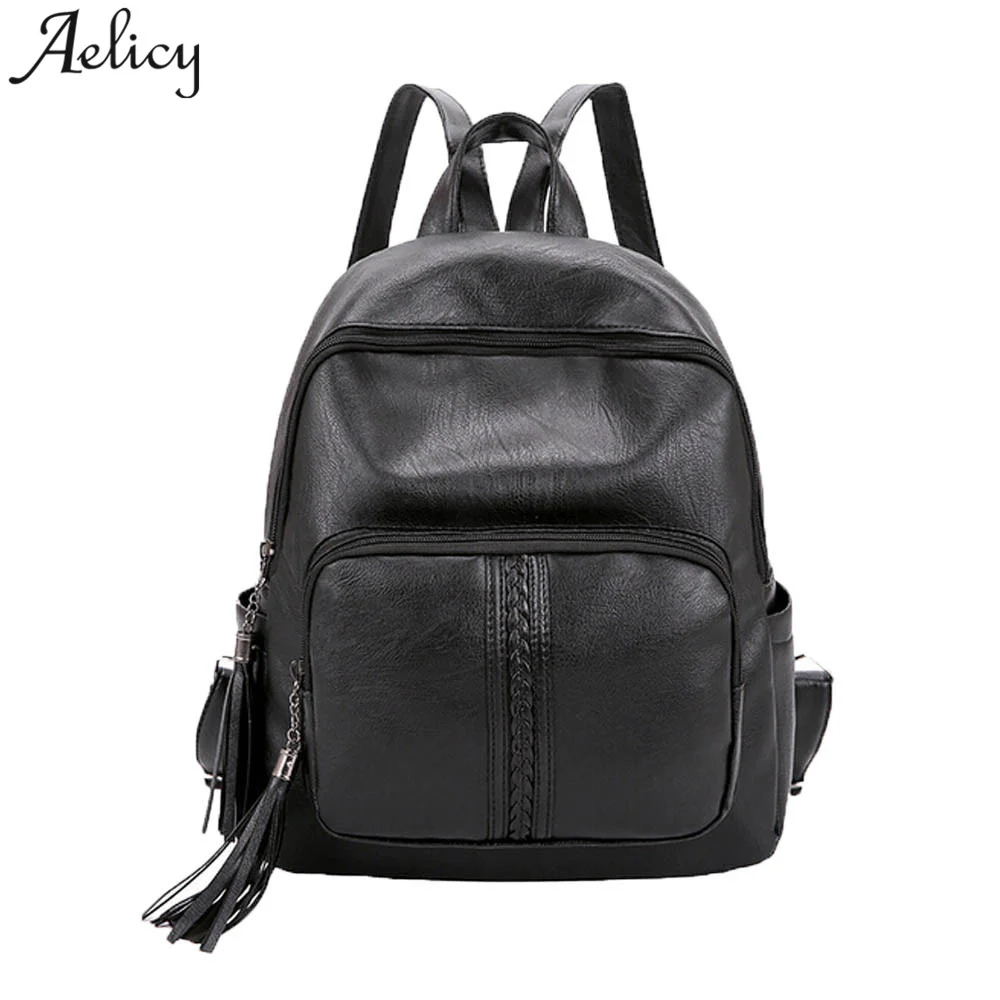 Женский рюкзак Aelicy из искусственной кожи с кисточками на молнии|mochila fashion|backpack