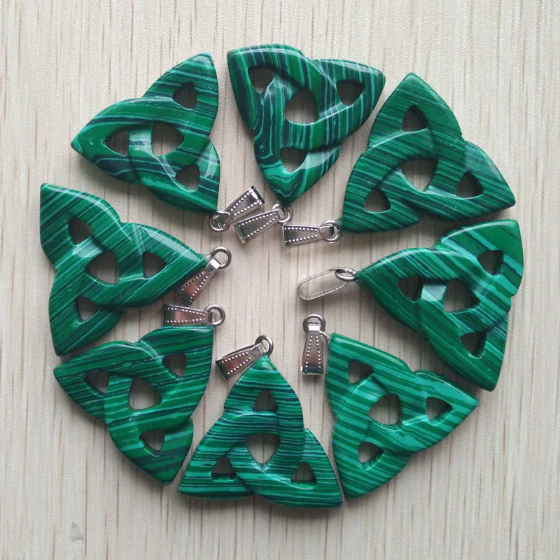 2017 модные подвески хорошего качества из малахитного камня с полыми