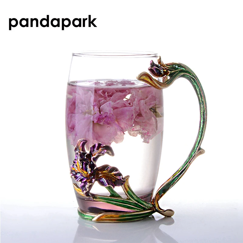 Pandapark креативный Роскошный Зеленый Эмалированный стеклянный цветочный чайный
