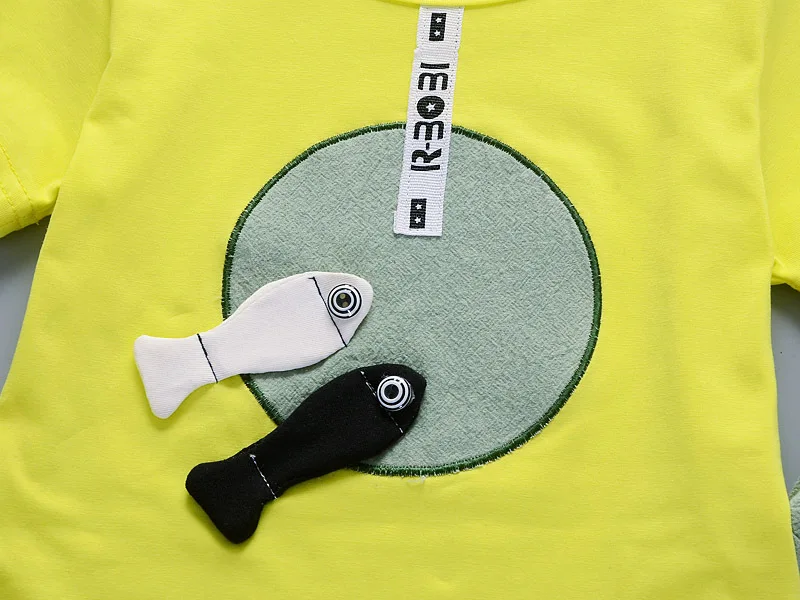 Летняя детская одежда для мальчиков комплекты одежды девочек костюм fishs