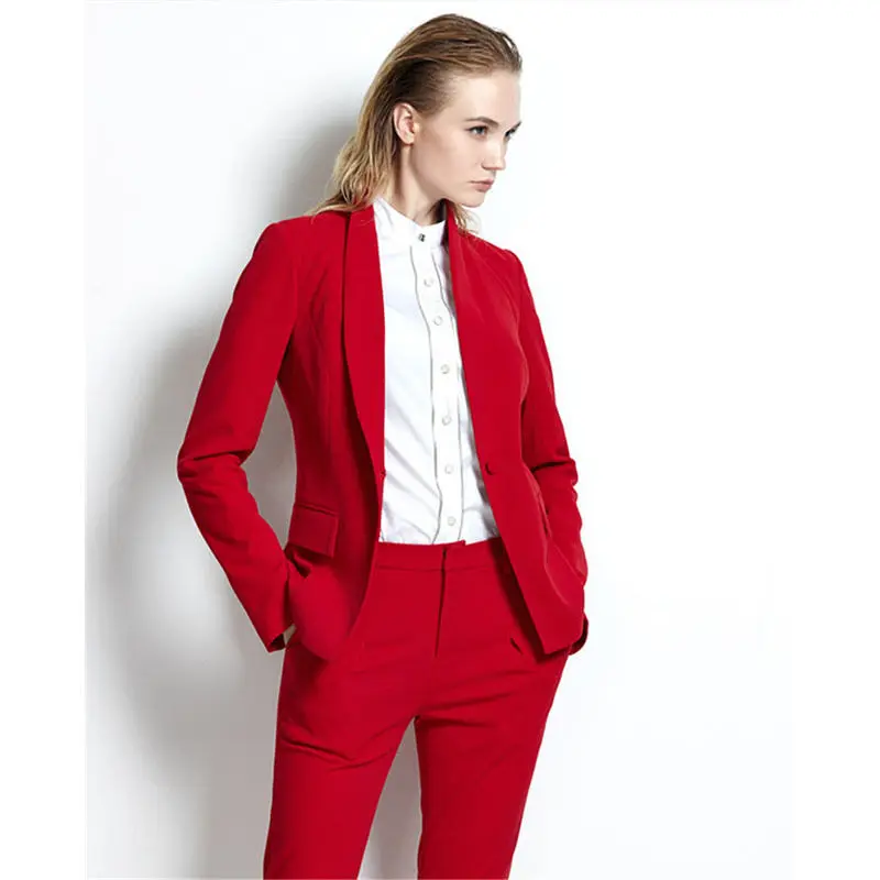 Классические брюки женские дизайнерские костюмы Красный 2 шт. брючные Формальные