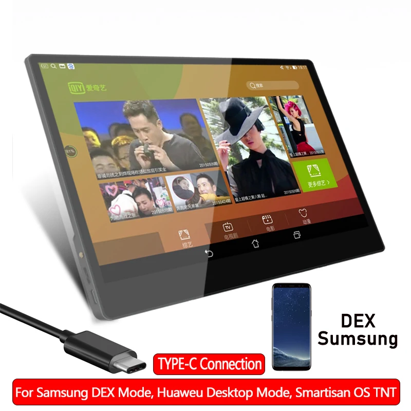 Портативный монитор с сенсорным экраном 15 6 дюйма Type C Full HD 1080 IPS USB встроенный