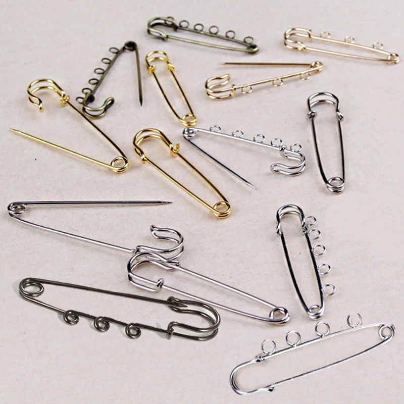 Брошь с золотым/бронзовым покрытием 3 шт. 2/3/4/5/6 отверстий|brooch findings|safety pinspendant setting |
