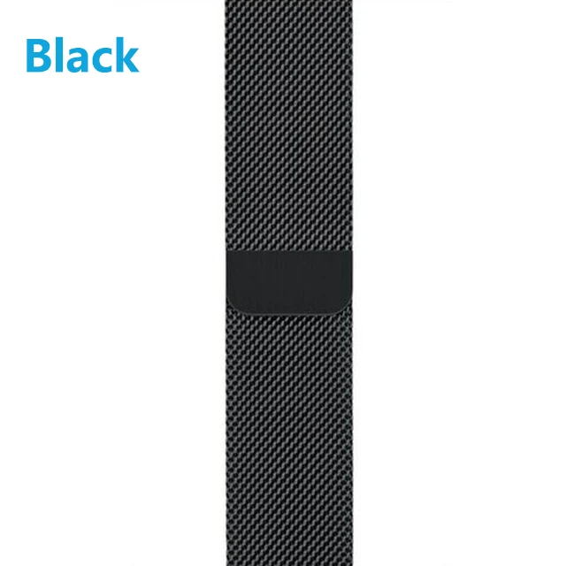 Black Сетка Нержавеющая сталь Миланская петля, ремешок для apple watch 42mm, 38 мм, Ремешок Браслет, ремешок для наручных часов iwatch серии 3/2/1 - Цвет ремешка: Black