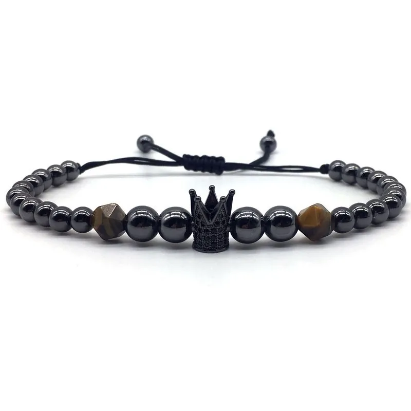 2020 New Punk Helmet Head Mens Bracelets Trendy Handmade Weave Crown Charm Bracelet Men Women Pave CZ Adjustable Jewelry Gift | Украшения и