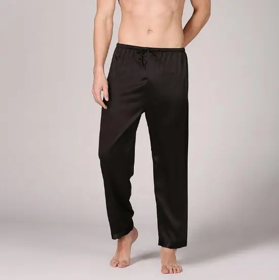 black Новая Пижама homme, пижамные штаны, одежда для отдыха, Мужские пижамные штаны, шелковые длинные пижамные штаны, свободные мужские штаны для сна большого размера - Цвет: black