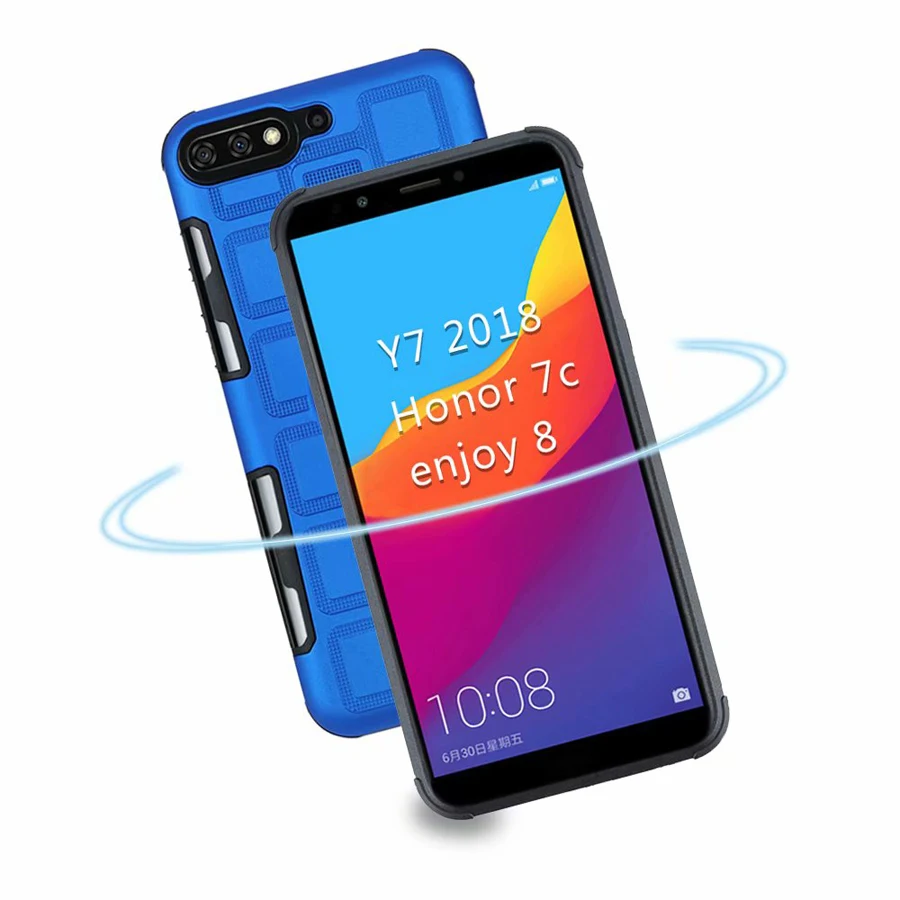 Противоударный чехол для huawei Y7, силиконовый бронированный чехол для телефона, для huawei Y7 Prime, роскошный противоударный ТПУ чехол-подставка с кольцом