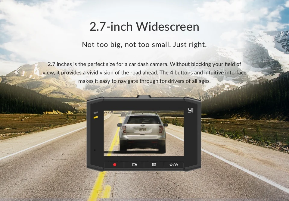 Автомобильный видеорегистратор YI Ultra Dash Camera Разрешение 2.7K Технология обработки Nano 140° угол обзора Голосовое управление