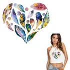Нашивки для одежды с симпатичными сердечками и перьями, цветные термонаклейки для самостоятельного нанесения утюгом, футболка для женщин, моющаяся аппликация, Y-162