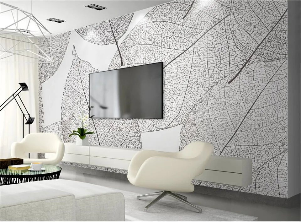 Винтаж фото обои 3D в виде листа, геометрической формы настенные фрески белый черный текстура обои для гостиной домашний декор природа деревья